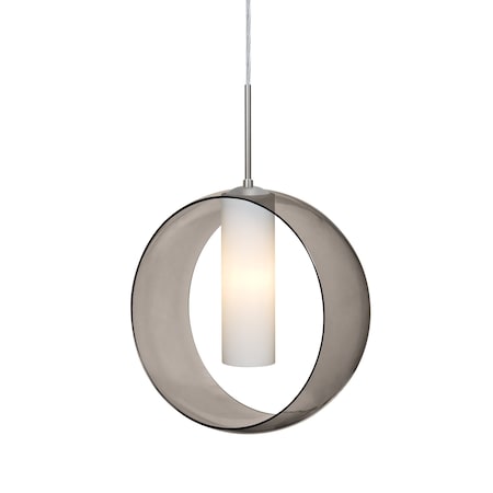 Besa Lighting Plato Cord Pendant, Smoke/Opal, Satin Nickel Finish, 1x5W LED 1JT-PLATOSM-LED-SN